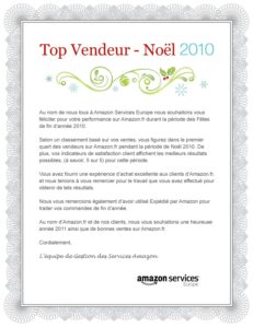 top vendeur AMAZON FRANCE 2010