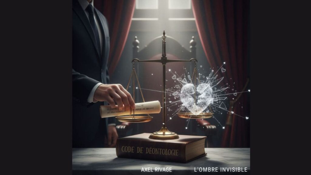 Illustration d'une balance de justice et d'un coeur brisé symbolisant la violence de robe.